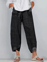 Load image into Gallery viewer, Japanese Traditional Sashiko Art Cropped Casual Pants