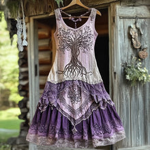 Load image into Gallery viewer, Vintage Life Of Tree Tribal Lace Patchwork Art Comfy Tank Dress