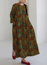 Load image into Gallery viewer, Apricot-sunflower Cotton Dresses Pockets Patchwork Spring