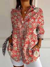 Load image into Gallery viewer, Women's Vintage Ethnic Floral Pattern Art Print Casual Cotton Shirt
