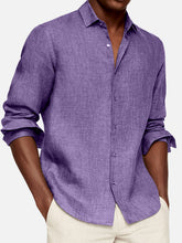 Load image into Gallery viewer, Men's Casual Solid Color Cotton Lapel Long-Sleeve Shirt