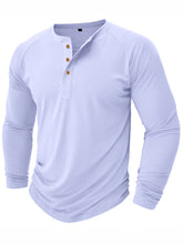 Load image into Gallery viewer, Men's Cotton Solid Henley Long Sleeve Top