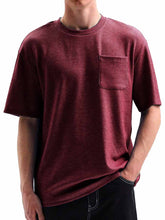 Load image into Gallery viewer, Men's Comfortable Basic Striped Fabric U-shaped Pocket Round Neck Short-Sleeved T-shirt