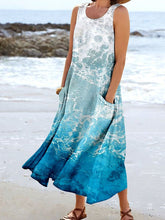 Load image into Gallery viewer, Women's Wave Ocean Art Print Pocket Casual Resort Comfort Maxi Dress