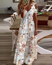 Load image into Gallery viewer, Casual Lace V-neck Floral Loose Dress