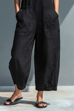 Load image into Gallery viewer, Women's Minimalist Linen Blend Button-up Stand-collar Sleeveless Loose Jumpsuit