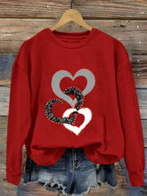 Load image into Gallery viewer, Heart/Cordate Print Valentine's Day Casual Sweatshirt