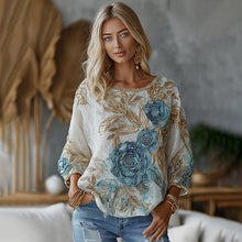 Load image into Gallery viewer, Vintage Gradient Marble Texture With Rose Pattern Art Linen Shirts