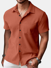 Load image into Gallery viewer, Men's Daily Simple Cotton And Linen Solid Color Short-sleeved Shirt