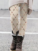 Load image into Gallery viewer, Christmas Reindeer Faces Embroidery Pattern Cozy Leggings