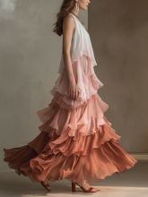 Load image into Gallery viewer, Romantic Ombre Tiered Ruffle Maxi Dress