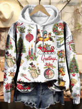 Load image into Gallery viewer, Christmas Retro Pattern Print Casual Hoodie Sweatshirt