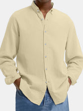 Load image into Gallery viewer, Men's Lapel Cotton And Linen Loose Casual Long-sleeved Shirt