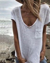 Load image into Gallery viewer, V Neck Casual Pocket Tops Beach Summer Women Holiday Daily Blouse
