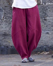 Load image into Gallery viewer, Cotton and Linen Loose Casual Pants for Women Spliced with Solid Color Pants