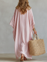 Load image into Gallery viewer, Bohemian-style Soft Pink Striped Kaftan Dress