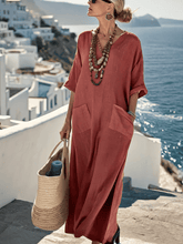 Load image into Gallery viewer, Ladies Loose Solid Pocket Dress