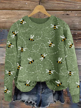 Load image into Gallery viewer, Flying Bees Embroidery Pattern Cozy Knit Sweater