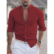 Load image into Gallery viewer, Men's Linen Shirt Shirt Summer Shirt Beach Shirt Collar Long Sleeve