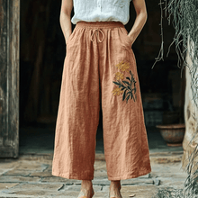 Load image into Gallery viewer, Women's Linen Bohemian Cropped Wide-leg Simple Casual Cropped Trouser Pants