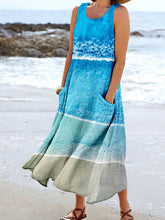 Load image into Gallery viewer, Women's Wave Ocean Art Print Pocket Casual Resort Comfort Maxi Dress