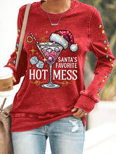 Load image into Gallery viewer, Women's Christmas Santa's Favorite Hot Mess Printed Crew Neck Sweatshirt
