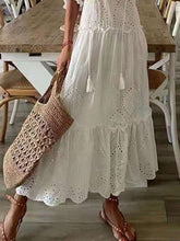 Load image into Gallery viewer, Solid Color V Neck Lace Long Dress