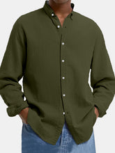 Load image into Gallery viewer, Men's Lapel Cotton And Linen Loose Casual Long-sleeved Shirt