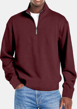 Load image into Gallery viewer, Men's Autumn Simple Vertical Strip Comfortable Zipper Long-sleeved Polo Shirt