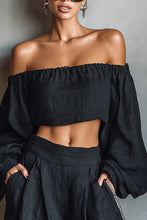 Load image into Gallery viewer, Women's Minimalist Linen Blend Strapless Long-sleeved Blouse And Wide-leg Pants Set