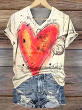 Load image into Gallery viewer, Retro Heart Graphic Casual Tee 486d