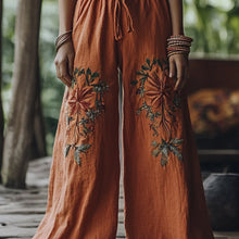 Load image into Gallery viewer, Bohemian Holiday Style Retro Linen Floral Ethnic Totem Print Casual Pants