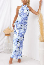 Load image into Gallery viewer, Happier Now Satin Floral Halter Maxi Dress