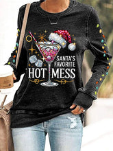 Load image into Gallery viewer, Women's Christmas Santa's Favorite Hot Mess Printed Crew Neck Sweatshirt