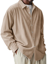 Load image into Gallery viewer, Men's Fashionable Corduroy Pit Fabric Long Sleeve Lapel Shirt