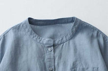 Load image into Gallery viewer, Casual Linen Stand Collar Three-quarter Sleeve Loose Shirt