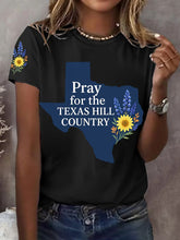 Load image into Gallery viewer, 💙texas Strong💪women's Pray For The Texas Hill Country Print Round Neck T-shirt