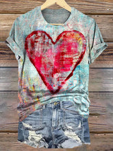 Load image into Gallery viewer, Retro Heart Graphic Casual Tee ab6f