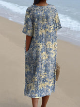 Load image into Gallery viewer, Women's Retro Floral Art Print Casual Flowy Dress