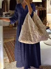 Load image into Gallery viewer, Casual Solid Color Cotton Linen 3/4 Sleeve V-Neck Long Dress