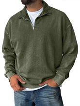 Load image into Gallery viewer, Men's Fashionable Retro Half-zip Stand Collar Casual Sweatshirt