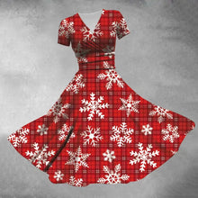 Load image into Gallery viewer, Retro Christmas Snowflake Print Maxi Dress