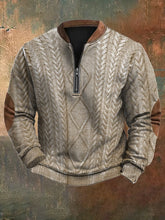 Load image into Gallery viewer, Men's Vintage Knit Print Zip-Up Sweatshirt