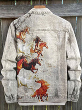 Load image into Gallery viewer, Vintage Horse Print Casual Denim Jacket