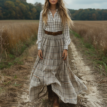 Load image into Gallery viewer, Women's Vintage V-neck Bohemian Pastoral Style Long-sleeve Maxi Long Dress