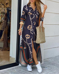 Fashion Sexy Shirt Maxi Dress