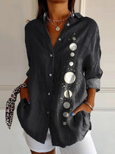 Load image into Gallery viewer, Track Of The Moon Graphic Printed Women's Casual Cotton Shirt