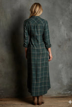 Load image into Gallery viewer, Women's Plaid Lapel Single-Breasted Shirt Maxi Dress