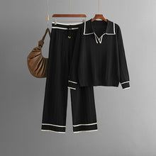 Load image into Gallery viewer, Stylish Lapel Contrast Color Casual Two-Piece Set