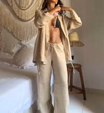 Load image into Gallery viewer, Chill Linen Kimono Two Pieces Set
